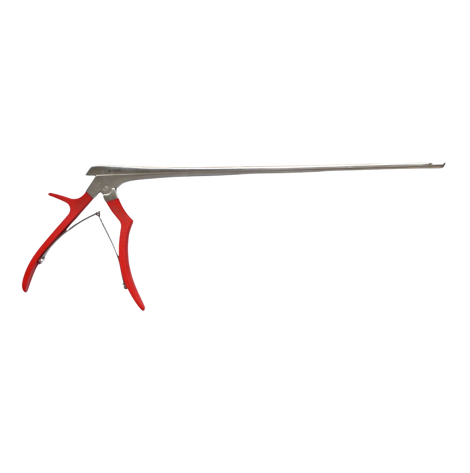 Top-down view of the 12-inch gPunch with a 1mm forward tip and a red Ferris-Smith-Kerrison silicone coated handle.