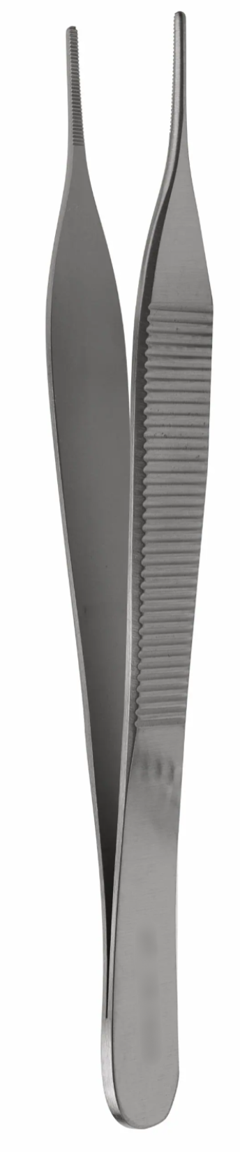 gSource g2 Adson Dressing Forceps, 4 3/4" serrated standard tip, shown against a white background.