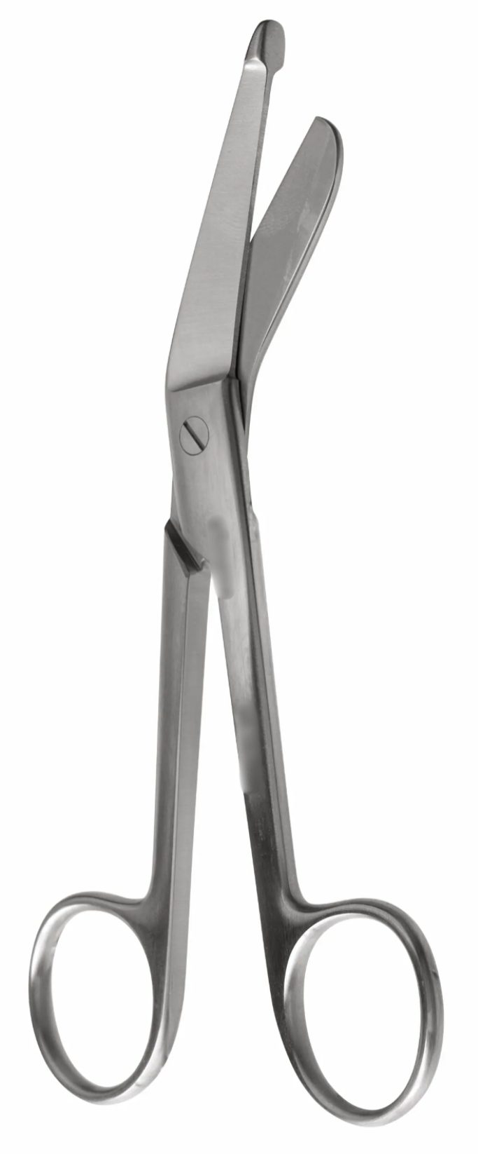 gSource gU Lister Bandage Scissors, 5 3/4 inch, with an angled blade and blunt tip, against a white background.