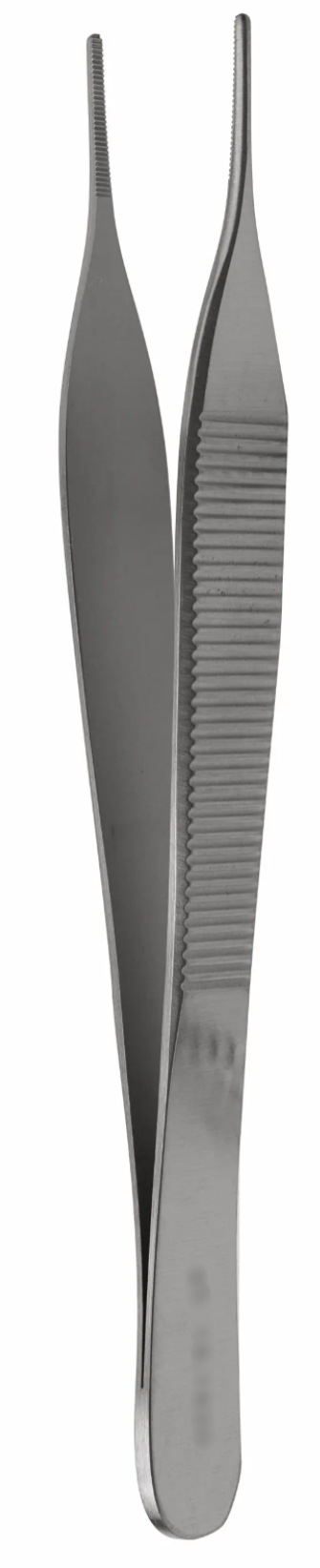 gSource gU Adson Dressing Forceps, 5 inches, serrated, shown against a white background.